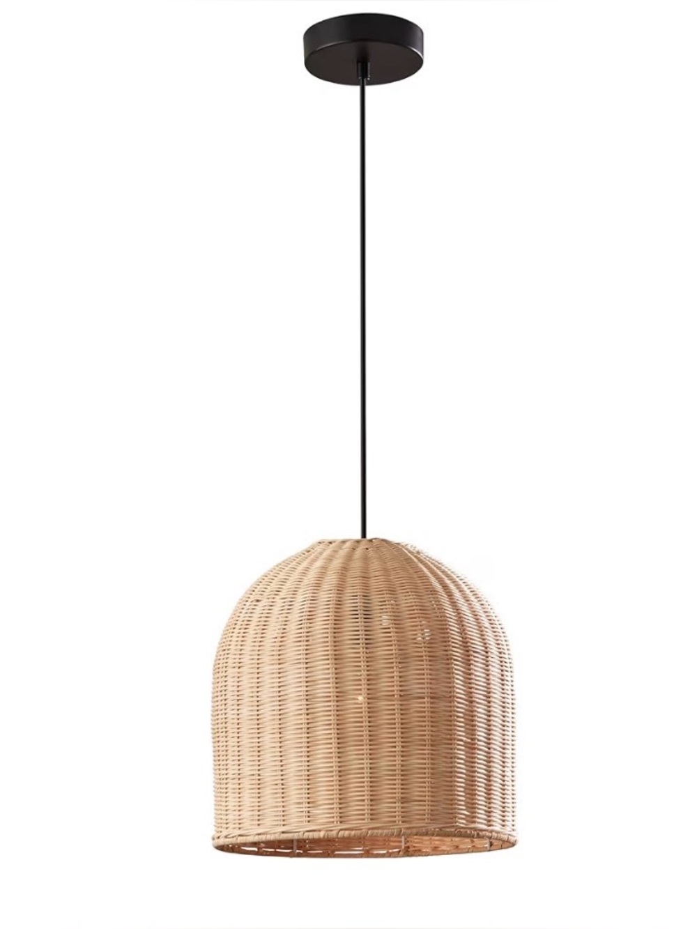 Natural Wicker Pendant Light - Beige Rattan Hanging Lamp